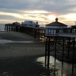 Blackpool Pier in der Abenddämmerung