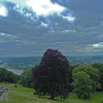 Blick auf das Rheintal von Schloss Drachenburg am Drachenfels