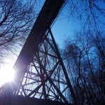 Die Müngstener Brücke bei Solingen von unten