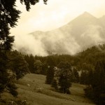 Nebel in den Bergen von Unterjoch